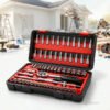 Kit Chaves Ferramentas Jogo Fenda Philips Catraca Soquete Allen 46 Peças Com Maleta Completa Manual Ideal Mecânico Manutenção Casa Carro Profissional Resistente Portátil Compacto Quicko Vermelho