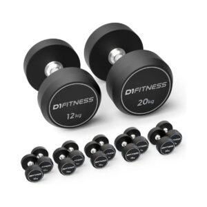 Kit Dumbbell Rubber Elite Em Pares De 12, 14, 16, 18 E 20kg