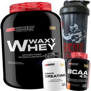 Kit Whey Protein 2kg Chocolate + Creatina + Bcaa + Coqueteleira – Bodybuilders