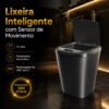 Lixeira Inteligente Automática Preta Universal Com Sensor Hearbuds Recarregável Anti Odor 16L
