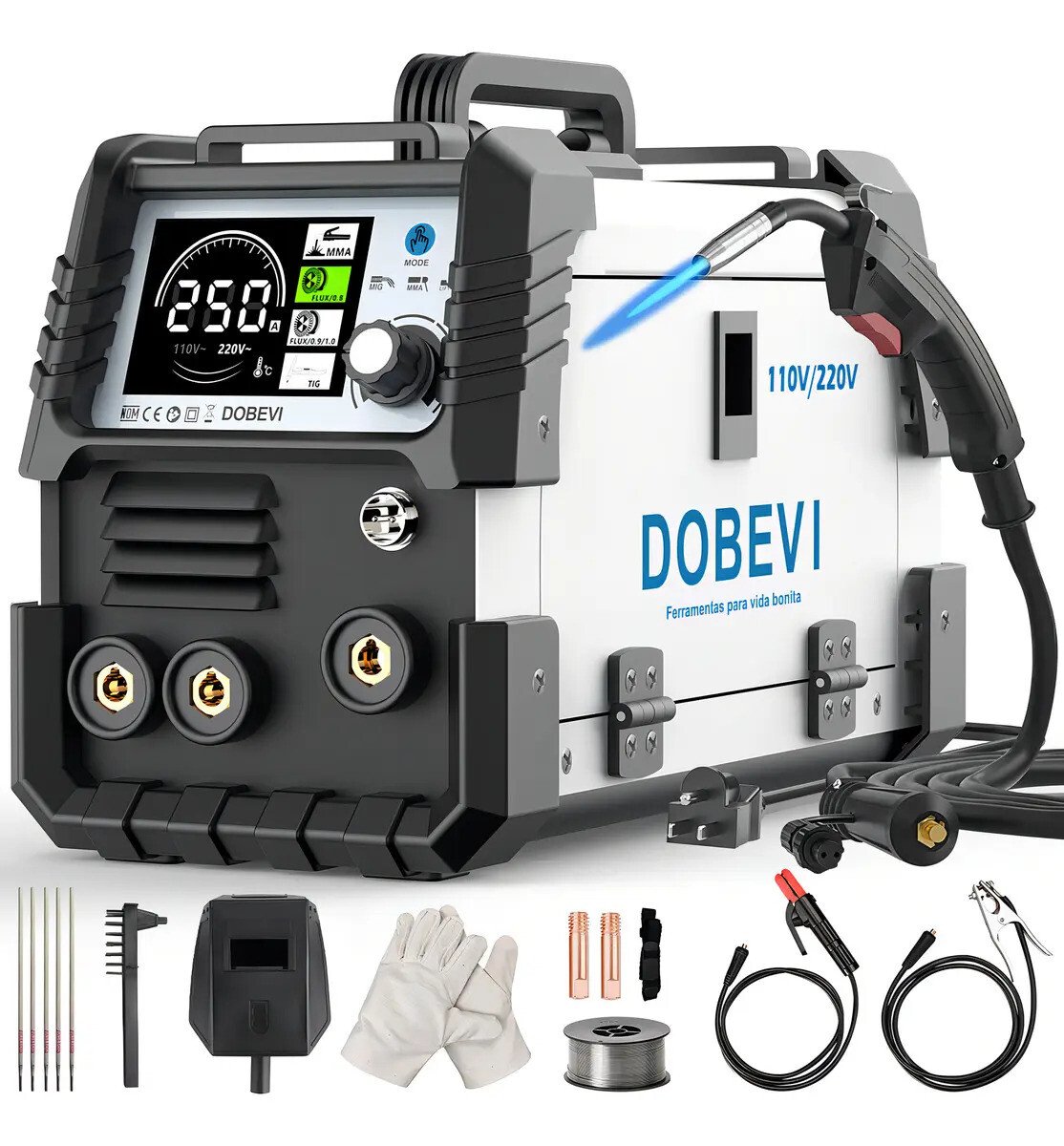 Máquina Solda Inversora 250a Sem Gás 3 Em 1 110v/220v Dobevi Máquina Solda Inversora 250a Sem Gás 3 Em 1 110v/220v Dobevi
