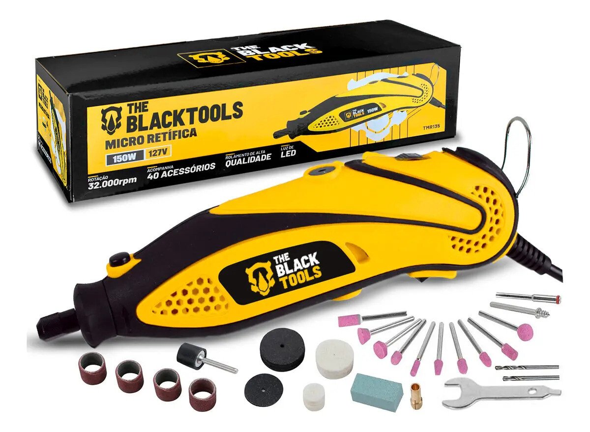 Micro Retifica Profissional 135w C/ 40 Peças The Black Tools 50 Hz/60 Hz 135 W Micro Retifica Profissional 135w C/ 40 Peças The Black Tools 50 Hz/60 Hz 135 W