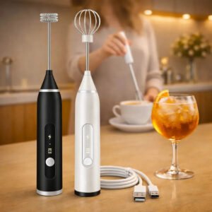 Mini Mixer Misturador De Bebidas Elétrico 2 Em 1 Portátil Recarregável Mexedor De Ovos Whey Leite Café Espuma Shake Drinks Capuccino Suco Comica