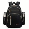Mochila feminina, ideal para deslocamentos diários, viagens e estudos, impermeável, reforçada, com capacidade para portátil, 24L (preto)