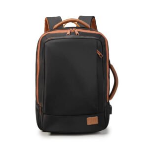 Mochila, impermeável, reforçada, com capacidade para laptop, ampliação de 25 a 40 L, adequada para homens e mulheres, ideal para viagens e deslocamentos diários, com porta USB (preto)