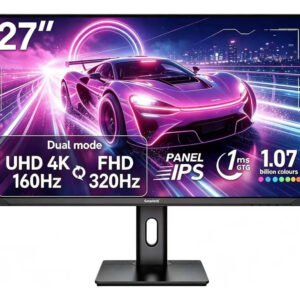 Monitor Gamer Gawfolk 27 4K UHD 160Hz FHD 320Hz Dual Mode Tela IPS Caixas de Som Integradas HDMI 2.1 e DP 1.4 VESA 75x75mm Para PS5 Xbox e PC