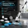 Mop Escova Elétrica Rotatória 9 Em 1 Recarregável USB-C Multiuso Limpeza Para Banheiro Cozinha E Piso