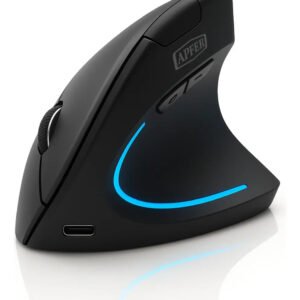 Mouse Vertical Ergonômico Sem Fio Recarregável Bluetooth e USB 2.4G – RGB, Silencioso, DPI Ajustável, Reduz Tensão no Pulso, Portátil e Confortável – Compatível com Notebook, PC, Windows e Mac – Apfer