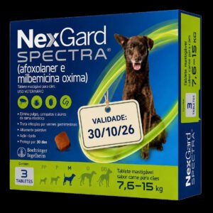 NexGard Spectra 3 Tabletes para Cães 7,6 a 15 kg Contra Pulgas, Carrapatos e Vermes Intestinais