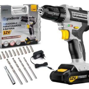 Parafusadeira Furadeira Gradiente GPB12V 3/8 a Bateria Cor Cinza Frequência 60Hz