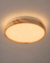 Plafon LED Sobrepor Redondo 36W Luminária Teto Moderna 34cm Sala Jantar Quarto Cozinha Corredor Hall Área Gourmet Acabamento Madeira Freijó Difusor Cintilante Bivolt 3000K 4000K 6000K Essence Disoma
