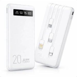 Power Bank 20000mah Carregador Portátil Turbo Rápido 22.5w Display Digital Branco
