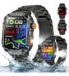 Relógio Inteligente Smartwatch GPS Autônomo NOVANTE Masculino Feminino Chamadas Bluetooth Preto Esportivo Tática À prova d’água 3ATM 430mAh Android IOS Com Pulseira De Aço Lanterna Bússola Presente