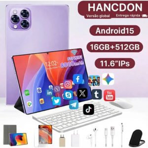 Tablet Hancdon Tab Android 15 Kit Completo com Caneta e Teclado 11.6″ HD, 16GB RAM e 512GB