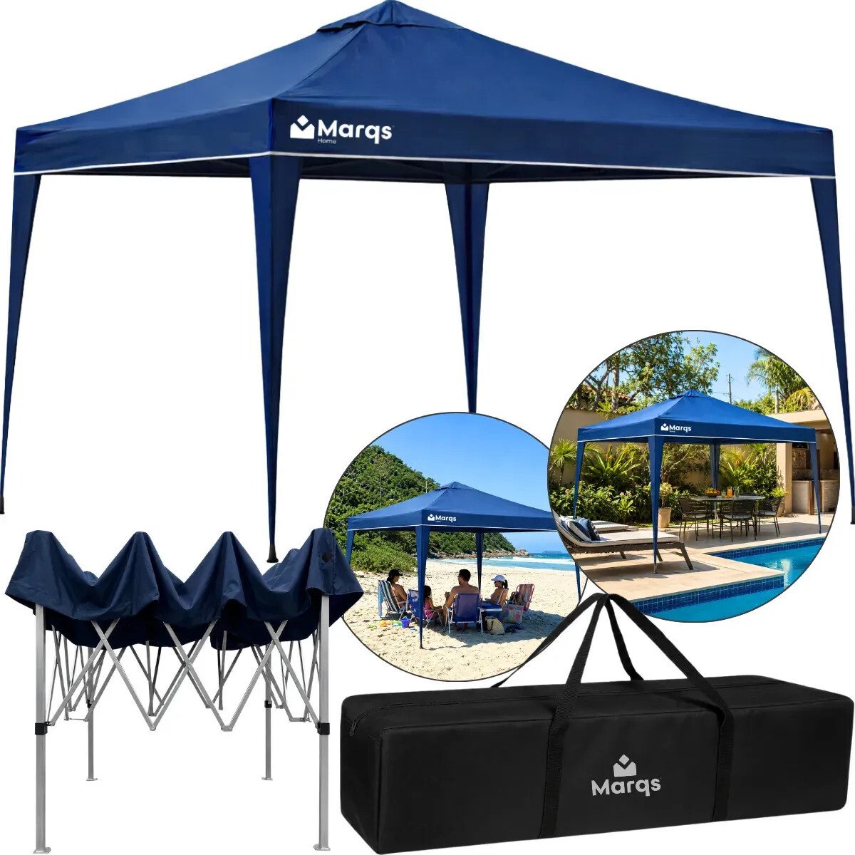 Tenda Gazebo Sanfonada Articulada Desmontável 3x3 Metros Marqs Home Impermeável Estrutura Aço Leve E Reforçada Proteção Solar Uv Chuva Vento Barraca Camping Praia Eventos Feira Carro Azul Tenda Gazebo Sanfonada Articulada Desmontável 3x3 Metros Marqs Home Impermeável Estrutura Aço Leve E Reforçada Proteção Solar Uv Chuva Vento Barraca Camping Praia Eventos Feira Carro Azul