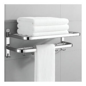 Toalheiro Duplo Aço Inox Banheiro Moderno Porta Toalhas