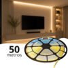 50m Fita Led Cob 288led/m 110v220v Direta Energia Par Perfil Branco-quente