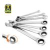 7pçs Chave De Engrenagem Combinada Catracada Conjunto 8-19mm Prateado