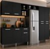 Armário de Cozinha Compacta Pequim UP Multimóveis com Balcão – Preto