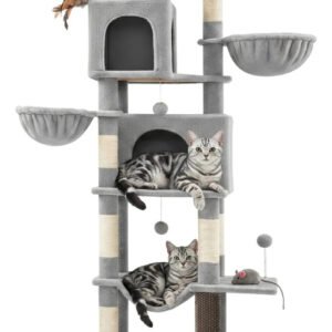 Arranhador Para Gatos Grande, Torre De Gato Com 2 Cestos Cinza