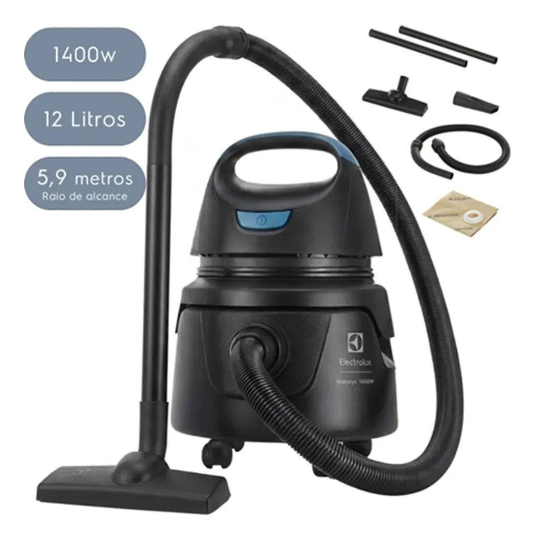 Aspirador de Pó e Água Electrolux 1400W 12 Litros 5,9 raio de ação Compacto Potente Função Sopro protetor térmico AWD01 Aspirador de Pó e Água Electrolux 1400W 12 Litros 5,9 raio de ação Compacto Potente Função Sopro protetor térmico AWD01