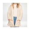 Blusa Teddy Feminino Casaco Sobretudo Inverno Bolsos Capuz