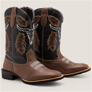 Bota Masculina Texana Estilo Country Bico Quadrado Cowboy