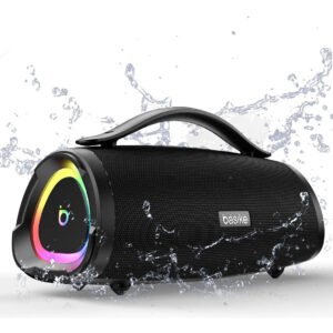 Caixa Bluetooth Portatil, Subwoofer Ativo, Boombox, 160w, Bluetooth 5.4, Estéreo Hifi, Tws 1+1, 10000mah, Bateria 15 Horas(65b Spl), Ipx6, Com Rgb, Powerbank Para iPhone E Samsung, Cor Preto