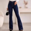 Calça Jeans Flare Feminina Cintura Alta Com Elastano