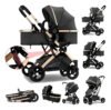 Carrinho De Bebê Passeio 3 Em 1 Chique Reversivel Conforto Dobrável Leve Com Capa E Cesta Para 0-36 Meses Preto