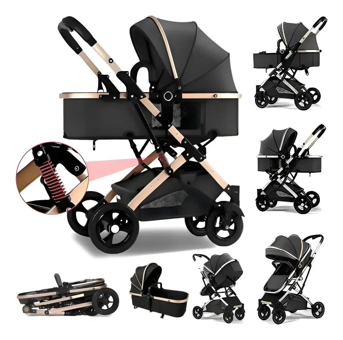 Carrinho De Bebê Passeio 3 Em 1 Chique Reversivel Conforto Dobrável Leve Com Capa E Cesta Para 0-36 Meses Preto Carrinho De Bebê Passeio 3 Em 1 Chique Reversivel Conforto Dobrável Leve Com Capa E Cesta Para 0-36 Meses Preto
