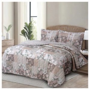 Colcha Cobre Leito Dupla Face Matelado Queen 3 Peças Estampa