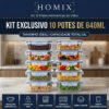 Conjunto 10 Potes 640ml Vidro Hermético 4 Travas Marmita Universo Mix