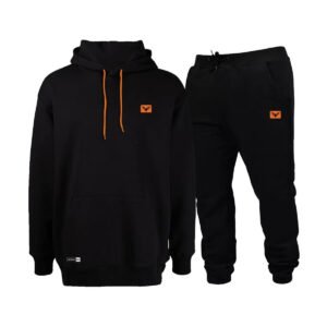 Conjunto De Frio Moletom Com Capuz Canguru Flanelado Preto