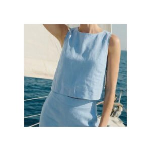 Conjunto Feminino Linho Calça Pantalona E Blusa Regata