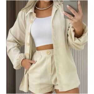 Conjunto Linho Feminino Camisa E Short Linha Premium