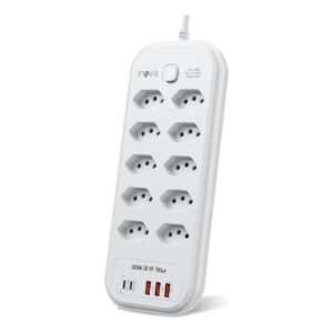 Filtro De Linha Régua Extensão 10 Tomadas Com 3 Usb E 2 Pd Branco 127/220v