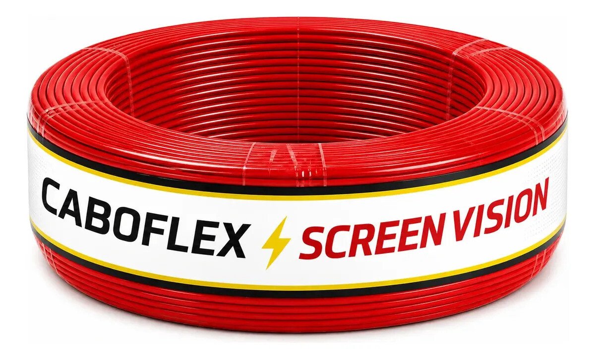 Fio 10mm Cabo Flexível Rolo Com 50 metros Elétrico 750v Cor Vermelho Marca Screen Vision Fio 10mm Cabo Flexível Rolo Com 50 metros Elétrico 750v Cor Vermelho Marca Screen Vision