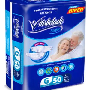 Fralda Geriátrica Adulto G Vitalidade Sênior Com 50 Unidades Tamanho Grande