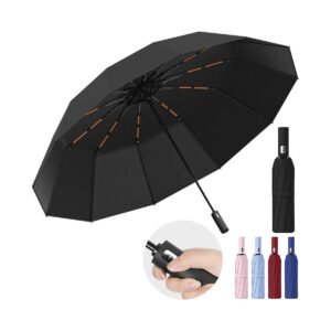 Guarda Chuva Abre E Fecha Automático Reforçado Contra Vento Preto Pano De Impacto