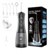 Irrigador Oral Portátil Ipx7 De 400ml Com Jato Forte Pulsado 8 Modos, 5 Bicos,Bivolt Para Limpeza Bucal E Prótese Dentária