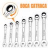 Jogo de Chaves Combinadas Com Catraca Black Raipe em Aço Cromo Vanádio 7 Peças