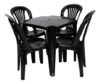 JR GOLD Kit Mesa Plástico Quadrada Preta com 4 Cadeiras Bistrô 70cm