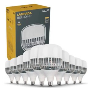 Kit 10 Lâmpadas LED Bulbo 80W Alta Potência Branco Frio 6500K Bivolt E27 – Super Bulbo Econômica 8000 Lúmens Ideal Galpão Fábrica Comércio