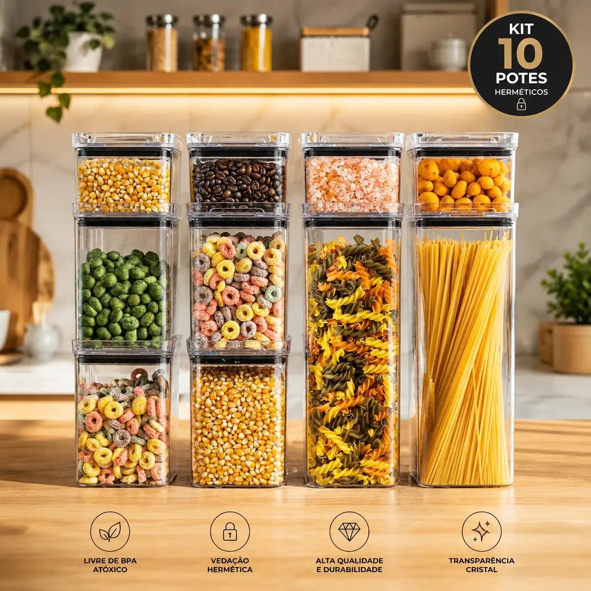 Kit 10 Porta Mantimentos Hermetico, Pote Para Alimentos Kit 10 Porta Mantimentos Hermetico, Pote Para Alimentos