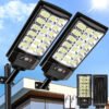 Kit 2 Refletor Solar Led Holofote 1100W Lampada Solar Ip67 Com Sensor Controle