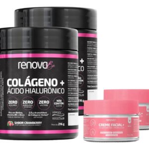 Kit 2x Colágeno Verisol + Ácido Hialurônico Renova Be Colágeno Hidrolisado Zero Lactose Vitaminas E, C, B6 Biotina E Zinco