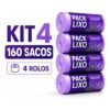 Kit 4 Rolos Saco Lixo Perfumado Lavanda 10l 160 Sacos
