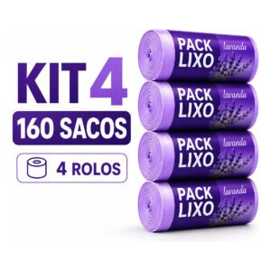 Kit 4 Rolos Saco Lixo Perfumado Lavanda 10l 160 Sacos