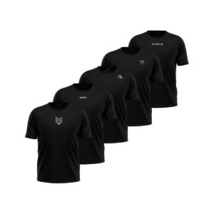 Kit 5 Camisetas Dry All Black Alpha